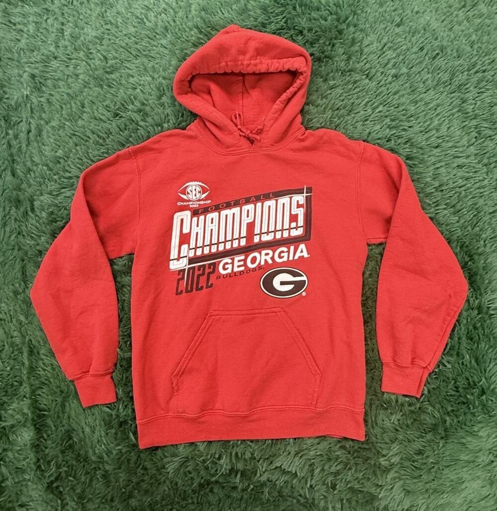 Blue 84 Georgia Bulldogs 2022 Football Champions Red Hoodie Size S